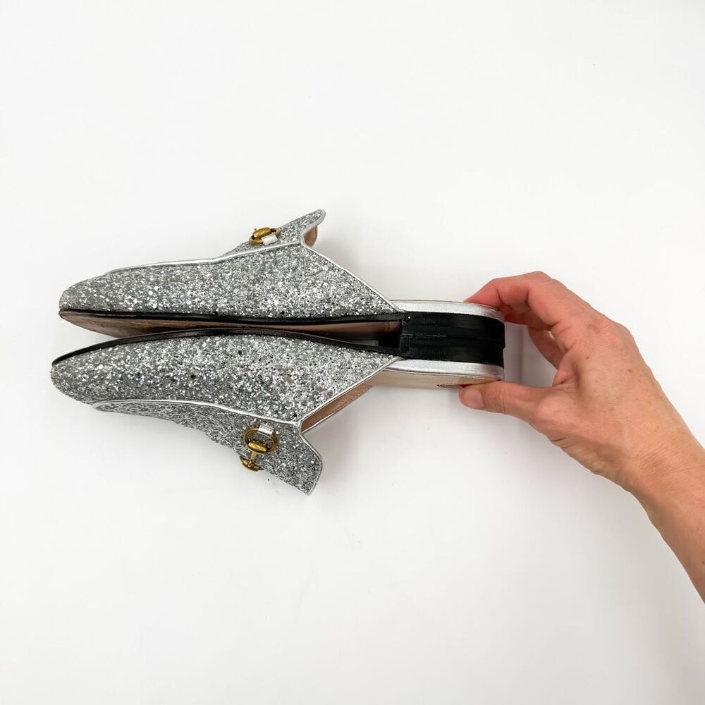 Gucci Horsebit Princetown Glitter Mules Loafers Flats EU 39 US 9 - Picture 10 of 13